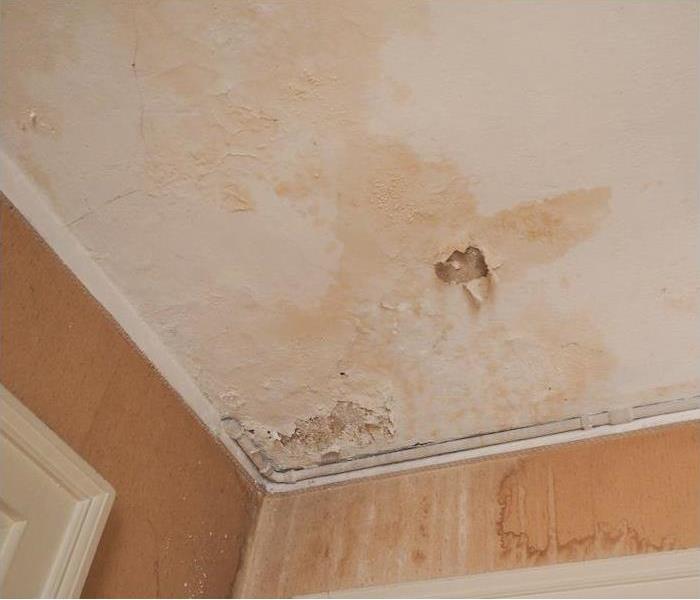 A water damaged ceiling 